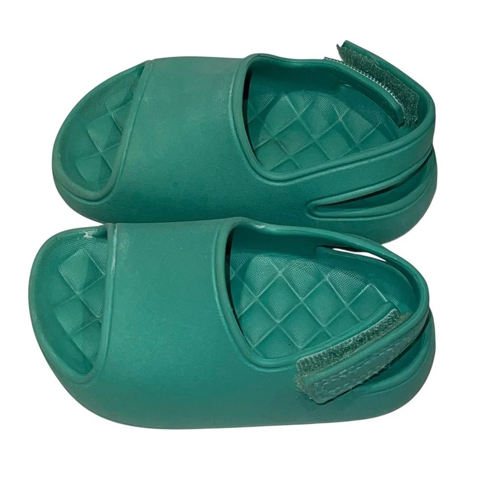 Toddler‎ Cat & Jack Green Lightweight Sandals Size 5 EUC Hook & Loop Sling Back
